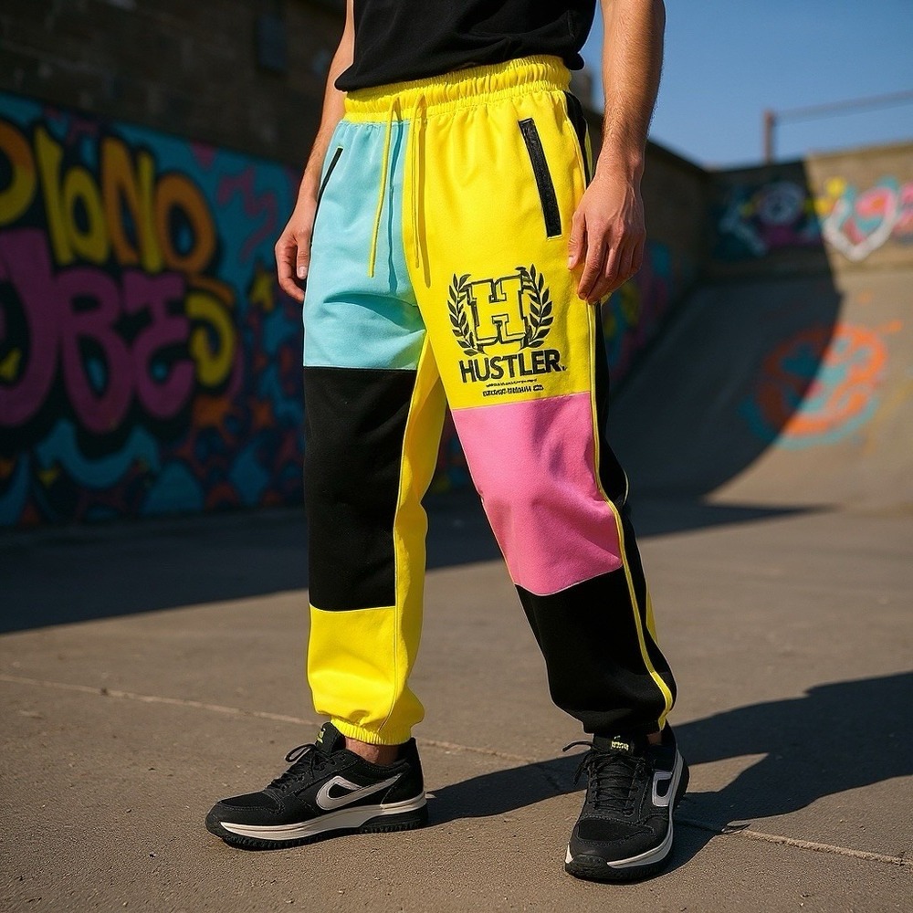 REASON  "Hustler" Limited Edition Multicolor Streetwear Joggers Size Large